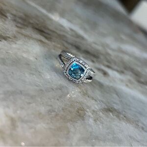 David Yurman Petit Albion Ring Blue Hampton Topaz + Diamonds
